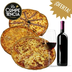 MENÚ 2 – 3 pizzas + vino o refresco